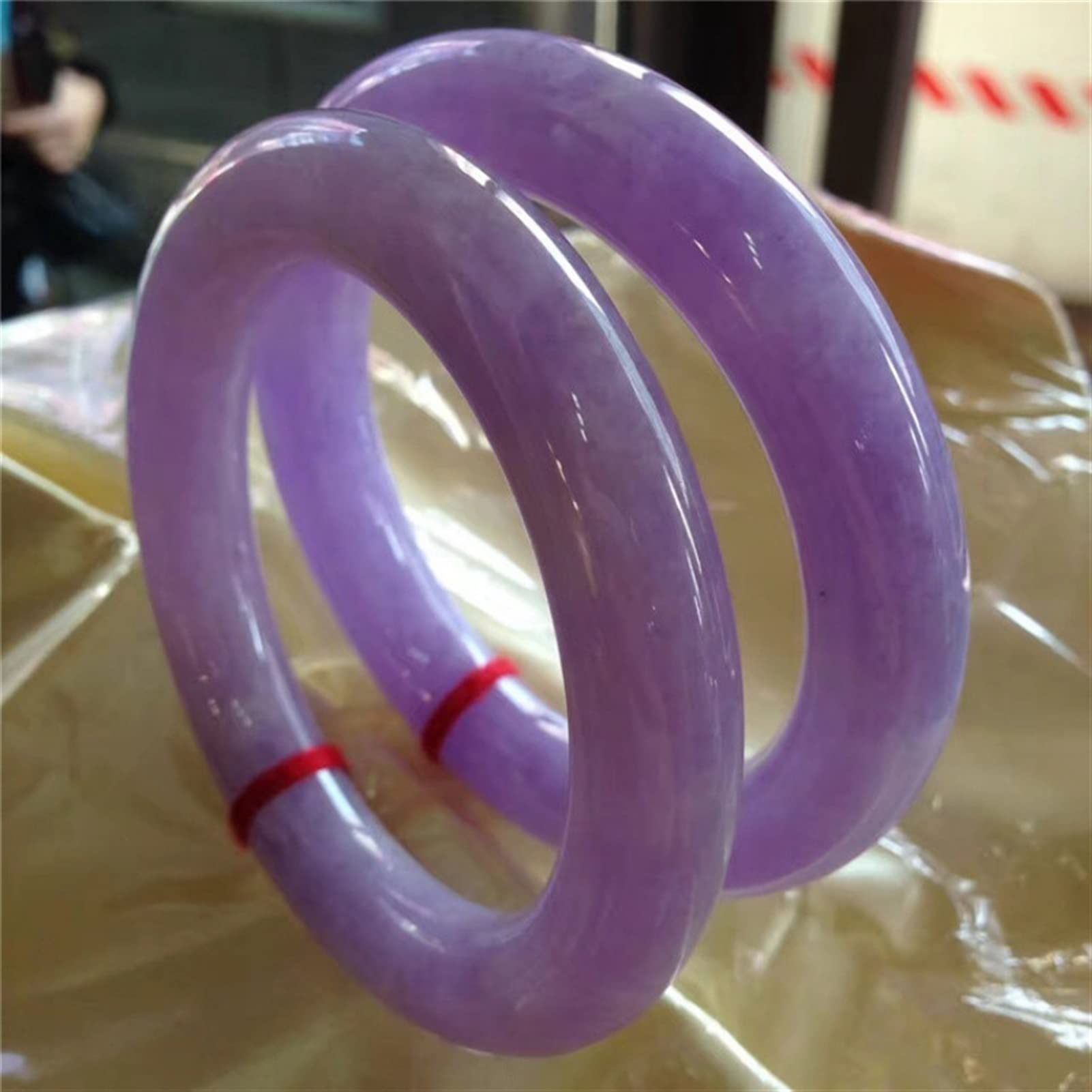 Bracciale Rigido Rotondo In Giada Viola Birmana Naturale, Autentica Giadeite Viola, Per Donna, Scatola Regalo Con Certificato (54 Mm)