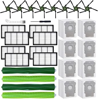 28 Pack s9 Accessories Fit for iRobot Roomba s9 9150 s9+ s9 Plus 9550 s Series Vacuum Cleaner, 2 Pack Main Brushes,8 Side Brushes,8 HEPA Filters,8 Dust Bags,2 Tools