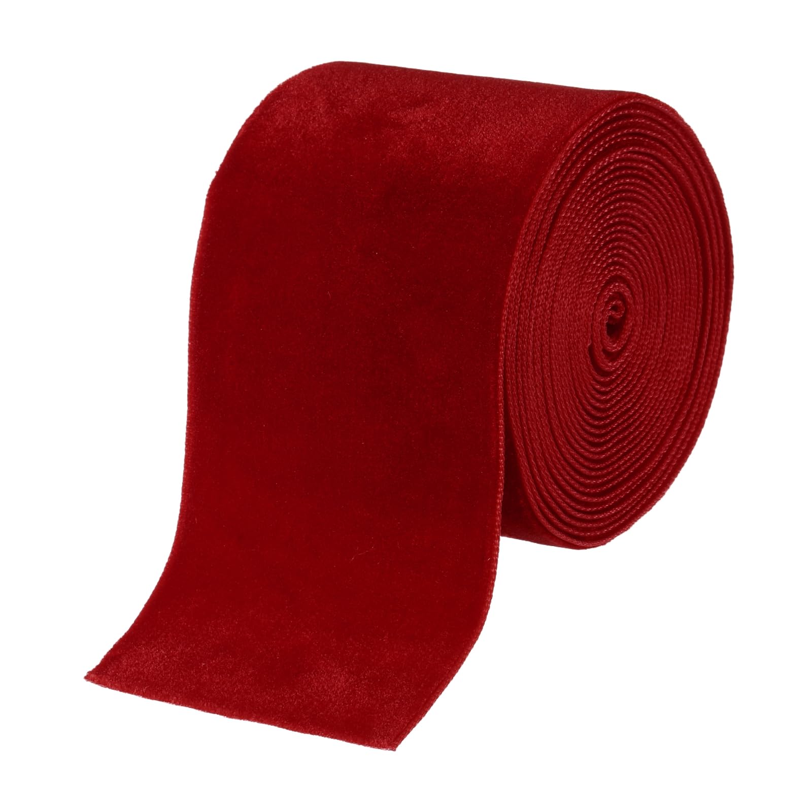 sourcing map Velvet Ribbon 2 Inch x 3 Yard Single Face Spool Silky Velvet Fabric for Bouquets DIY Crafts Gift Wrapping Wedding Party Red — image 1