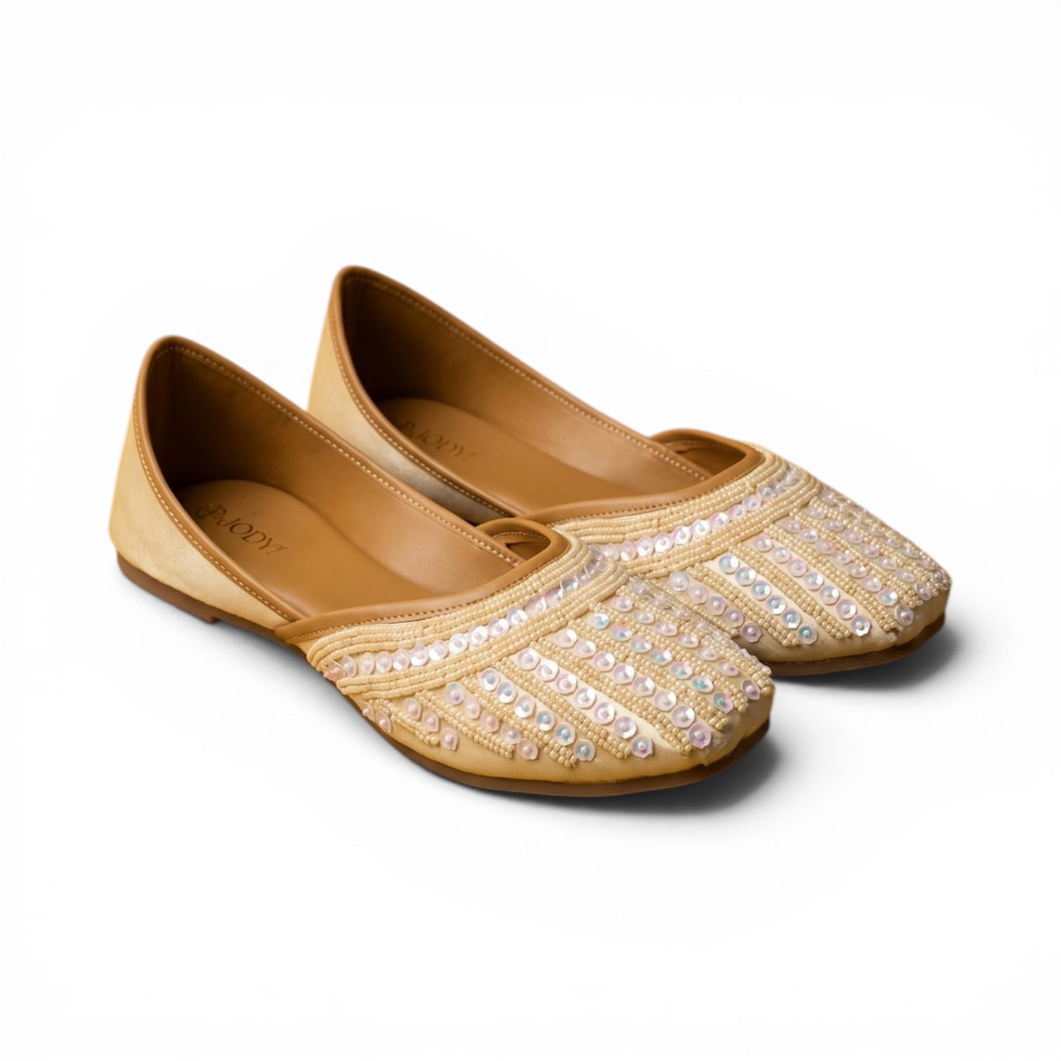 Women's Embellished Ballet Flats | Pearl & Sequin Embroidered Ethnic Juttis | Comfortable Slip-On Flats for Festive-image-47
