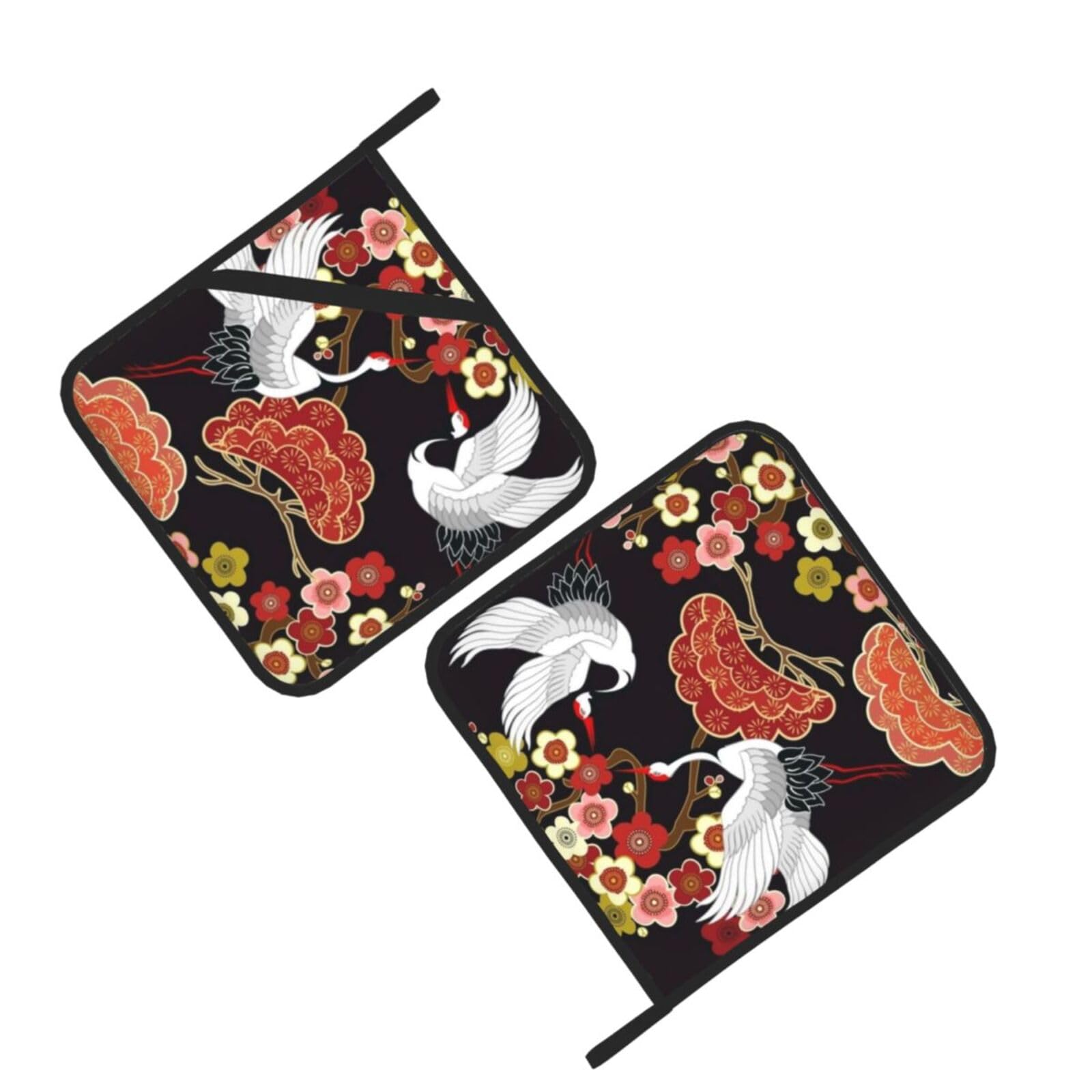 Flying Birds Heron Printed Oven Pot Holders Set of 2 Pcs Heat Resistant Kitchen Microwave Potholders for Cooking Baking Grilling