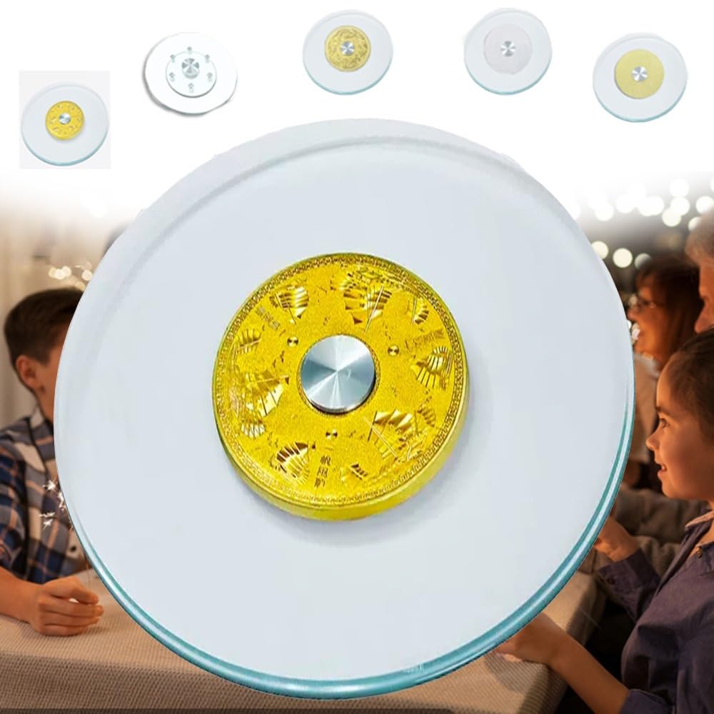 Ziusfac Smooth Sailing 28Inch Large Lazy Susan Tempered Glass Turntable Rotating Serving Tray, Round Serving Plate Silent Swivel 40" Tabletop Organizer 360° Rotatable(,80Cm/32In)