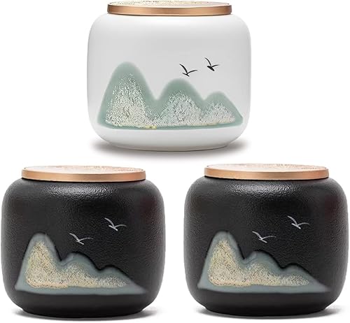 NS Online Pequeños juegos de urnas de 3-3 pulgadas de cerámica decorativas para cenizas, urna conmemorativa de 3 piezas, urna conmemorativa