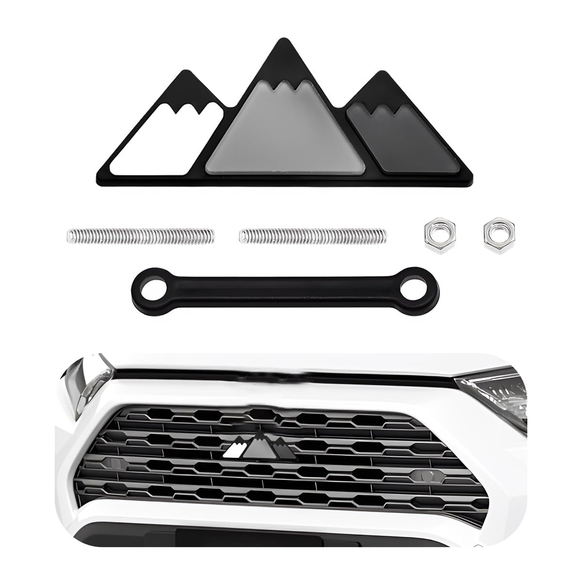 Front Grille Badge, Classic Retro Tri-Color Stripe Automotive Mesh Grille Label Emblem, Decorative Decal Badge Compatible with Tacoma 4Runner, Decoration Car Accessories (C)