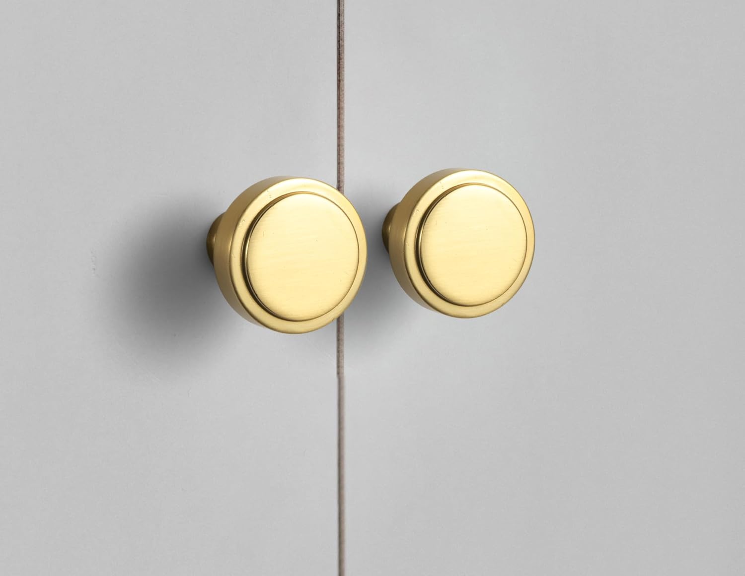 Goo-Ki Brushed Gold Cabinet Drawer Knobs Zinc Alloy Kitchen Hardware 6 Pack - Modern Single Hole Bar Pull Handles for Cupboard Wardrobe,2503LSJ-Knob