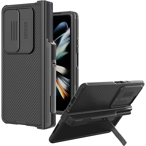 FODDOM for Samsung Galaxy Z Fold 4 Case with Slide Camera Protective, Z Fold 4 Case Hinge Protection with S Pen Holder 360° Fiber All-Inclusive Coverage for Samsung Galaxy Z Fold 4 5G (Black) Cover