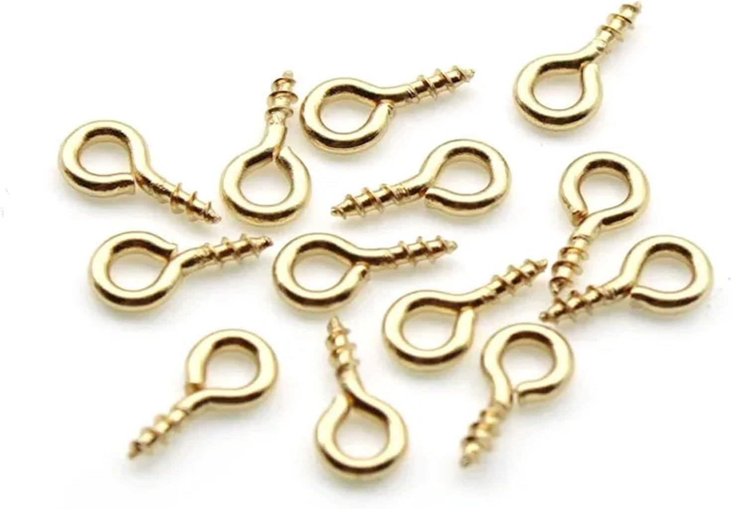 Eye Screws for Crafts 800PCS Stainless Steel Small Eye Hooks Screw Eye Pins Screw Dricer Gold Plated Eye Pin Head Pins for DIY Jewelry Making(Gold,1.5x8.5x17mm)