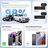 Vista 8 de Carlinkit Adaptador CarPlay 2Air 5.0, 2-Dual-Convertir CarPlay con cable a Android Auto inalámbrico y con cable a inalámbrico, para CarPlay
