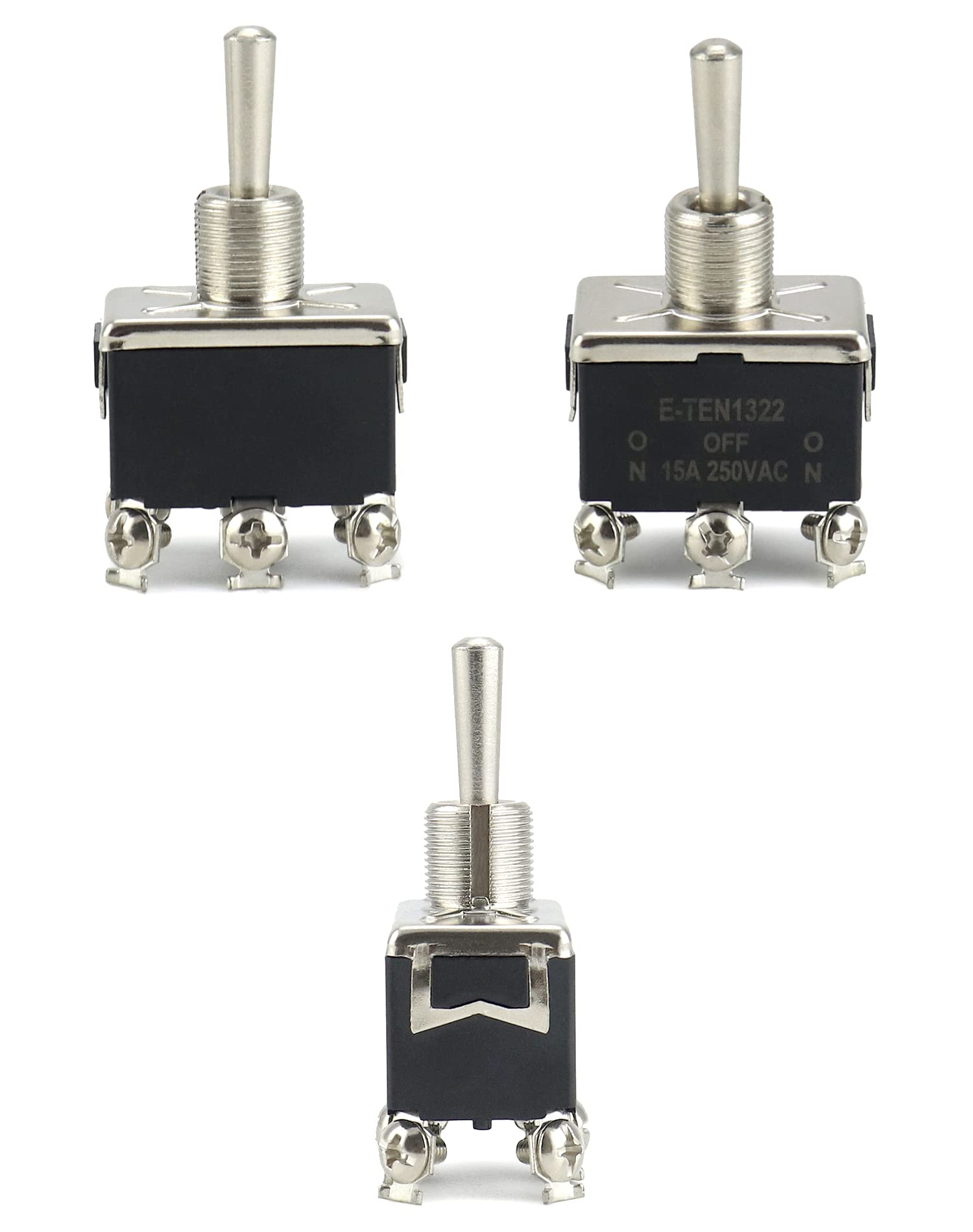 Interrupteur à Bascule Momentané QWORK - 7 Pôles, 2 Positions - 15A 250V AC / 20A 12V DC - LED Bleue, Avec Câble Et Plaque Aluminium