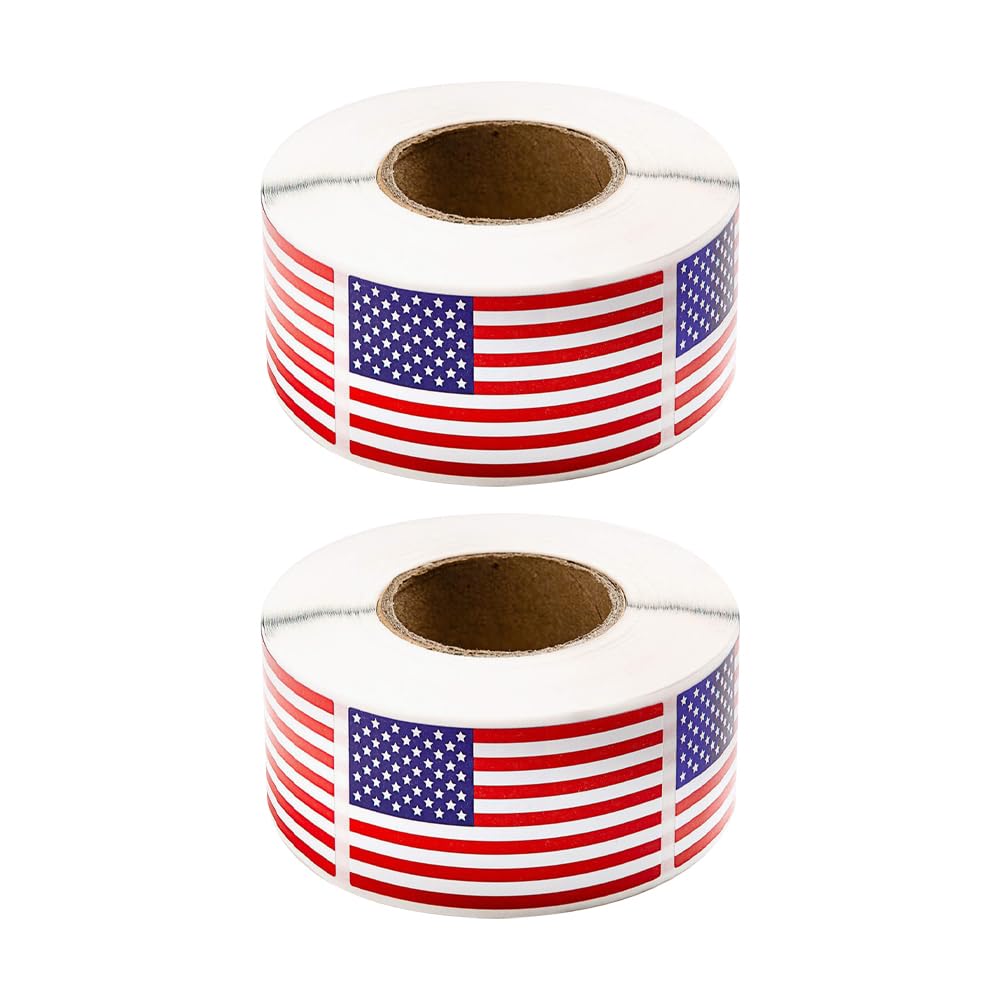 FSSTUD 500 Pcs 2 x 1.25 Inch Small Rectangle American Flag Stickers USA Patriotic Labels 4th of July Stickers Memorial Day Scrapbook Stickers Independence Day Sticker Military Support Stickers