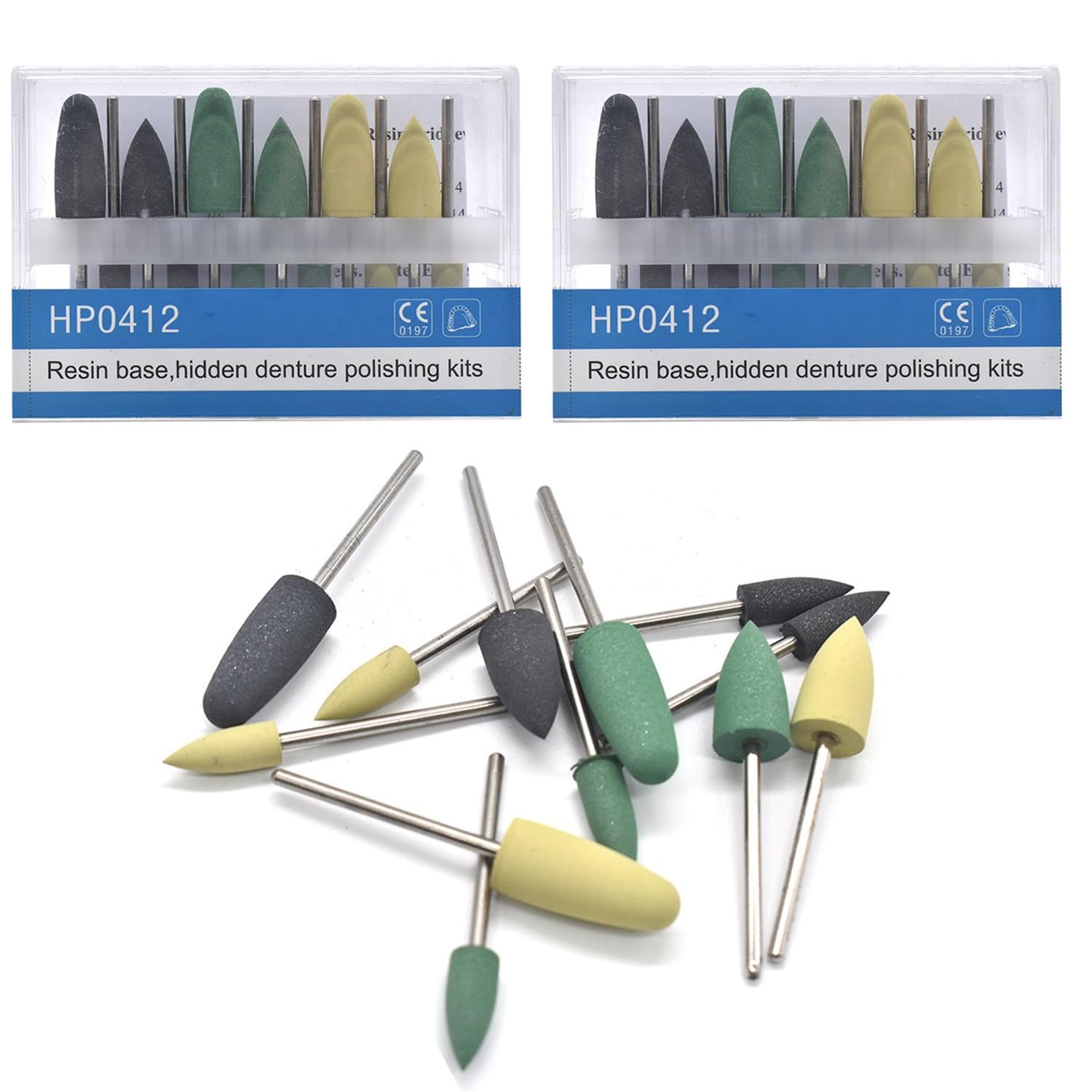 12pcs Silicone Composite Polishing Heads 3/32" Shaft Resin Base Acrylic Denture Polishing Burs Finishing Kits 2.35mm for Rotary Tools (2 Pack)