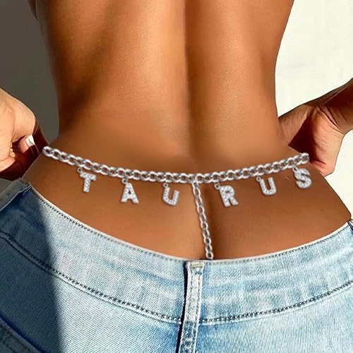 Miniatura 3 de Tanga de cintura sexy para mujer, 12 constelaciones, parte inferior de bikini, cadena para el vientre, cadena de cuerpo con diamantes de imitación