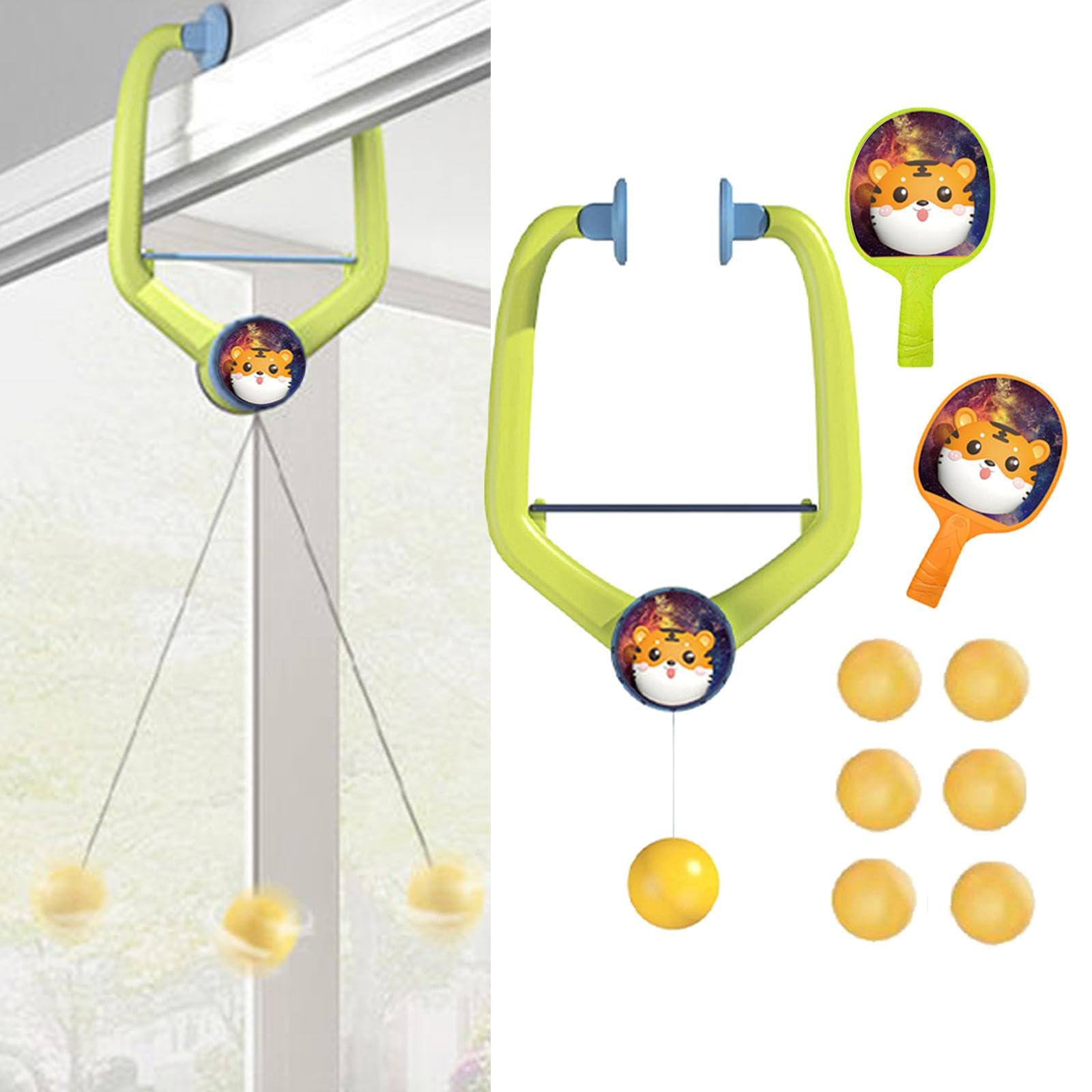 2 Pezzi Pong Set da Interno Appendibile Racchette Palle Portatile Migliora Reazioni Adatto Divertimento Familiare Allenamento