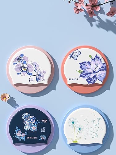 Miniatura 9 de Gorra de natación de silicona, gorra de natación YondestStars para mujereshombresjóvenes, gorras de baño para cabello largo y corto, accesorios de