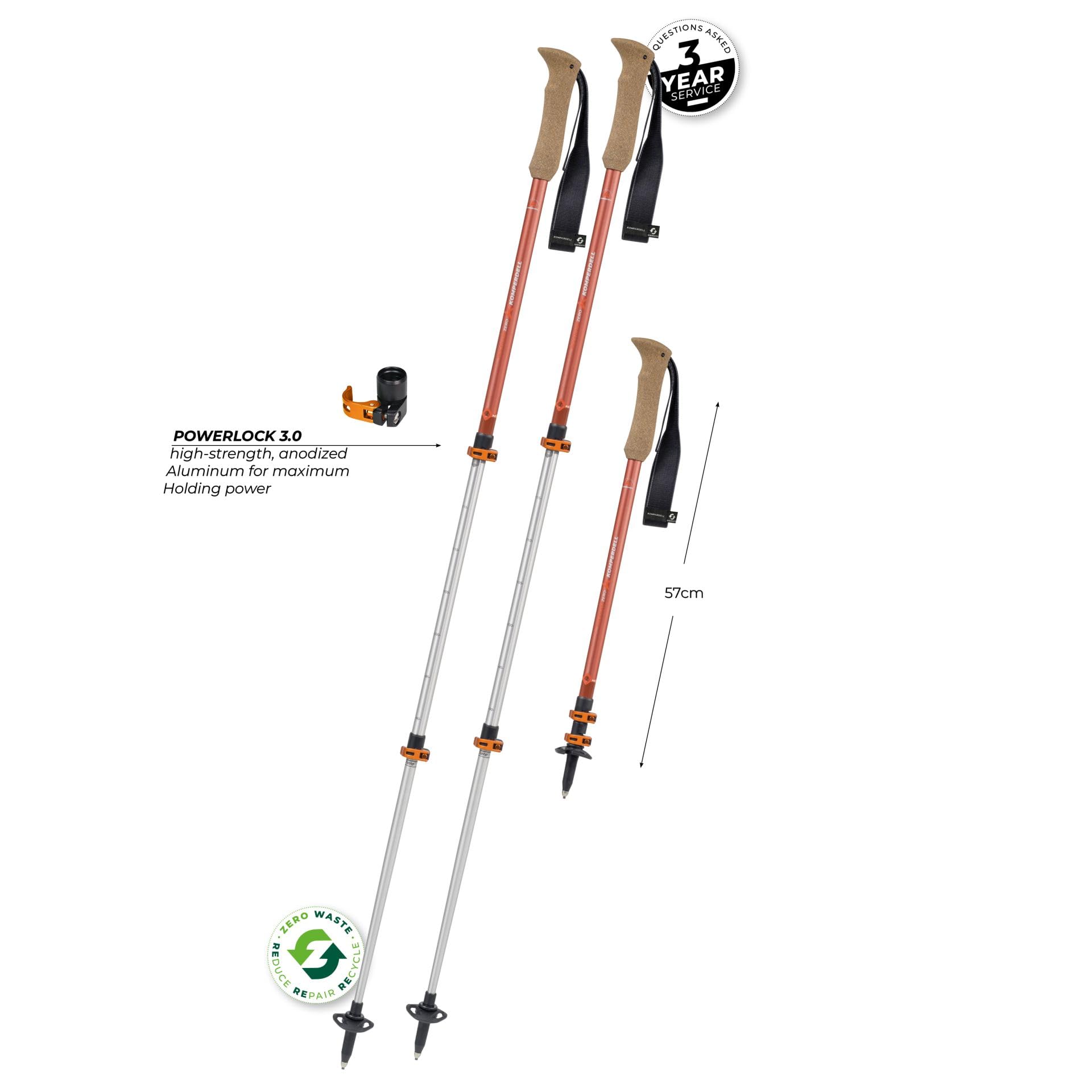 Komperdell Ridgehiker Zero Comp - Bastones de trekking (90-120 cm)