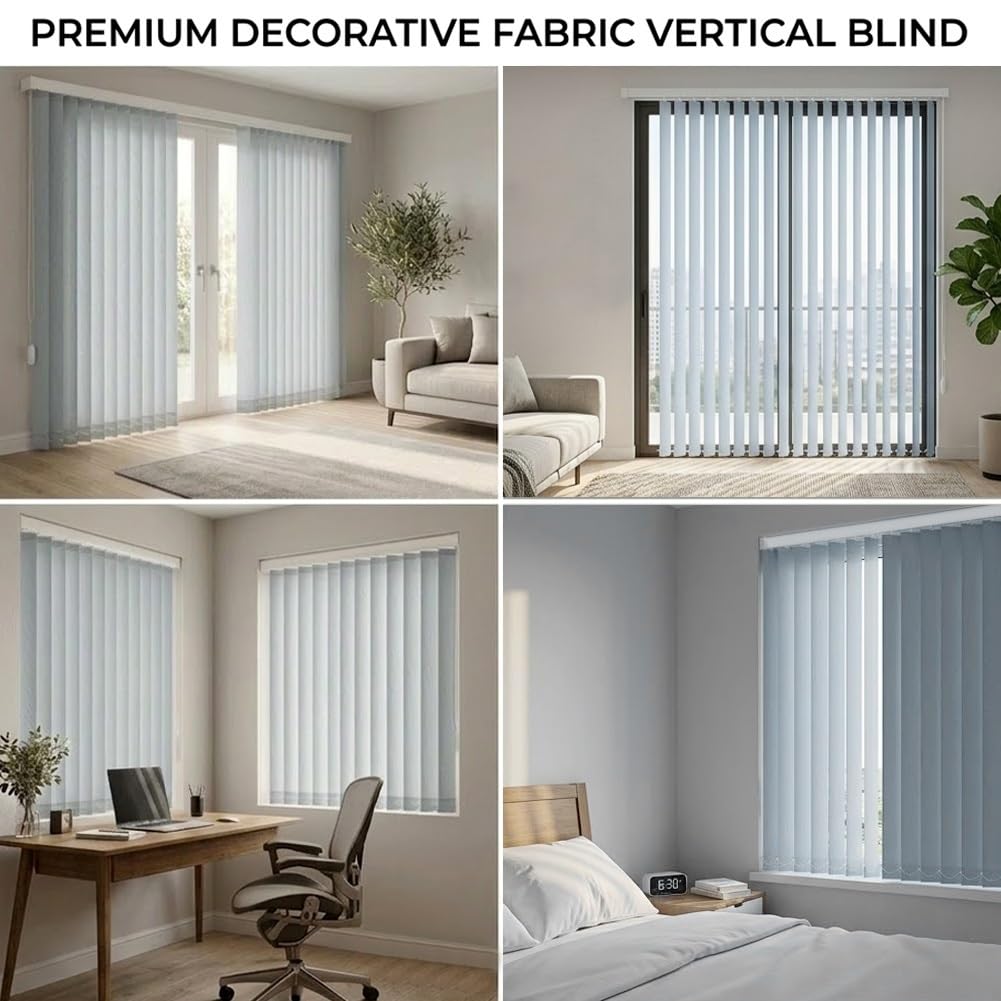 Schiebevorhang Fertiges Komplett, Vertikaljalousie Sichtschutz 60x100cm 90x200cm 150x180cm 300x230cm Lamellenvorhang Raumverdunkelnd Für Zuhause Balkontür, Light Blue(110W*100H cm)