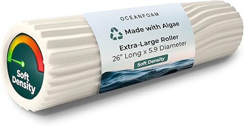 Oceanfoam Rodillo de tsunami (natural), rodillo de espuma suave y texturizado para terapia física, dolor de espalda, ejercicio y estiramiento,