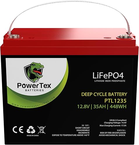 Miniatura 7 de Powertex - Batería LiFePO4 de ciclo profundo de 12 V 35 Ah de 448 Wh, batería de repuesto SLA con BMS integrado para energía solar, marina, RV,