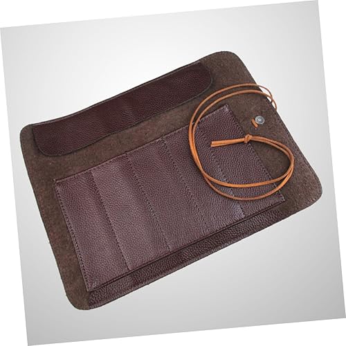 Miniatura 2 de 2 bolsas de almacenamiento para múltiples bolsillos, organizador para herramientas de tallado, bolsa de cuero marrón para artesanos y uso al aire