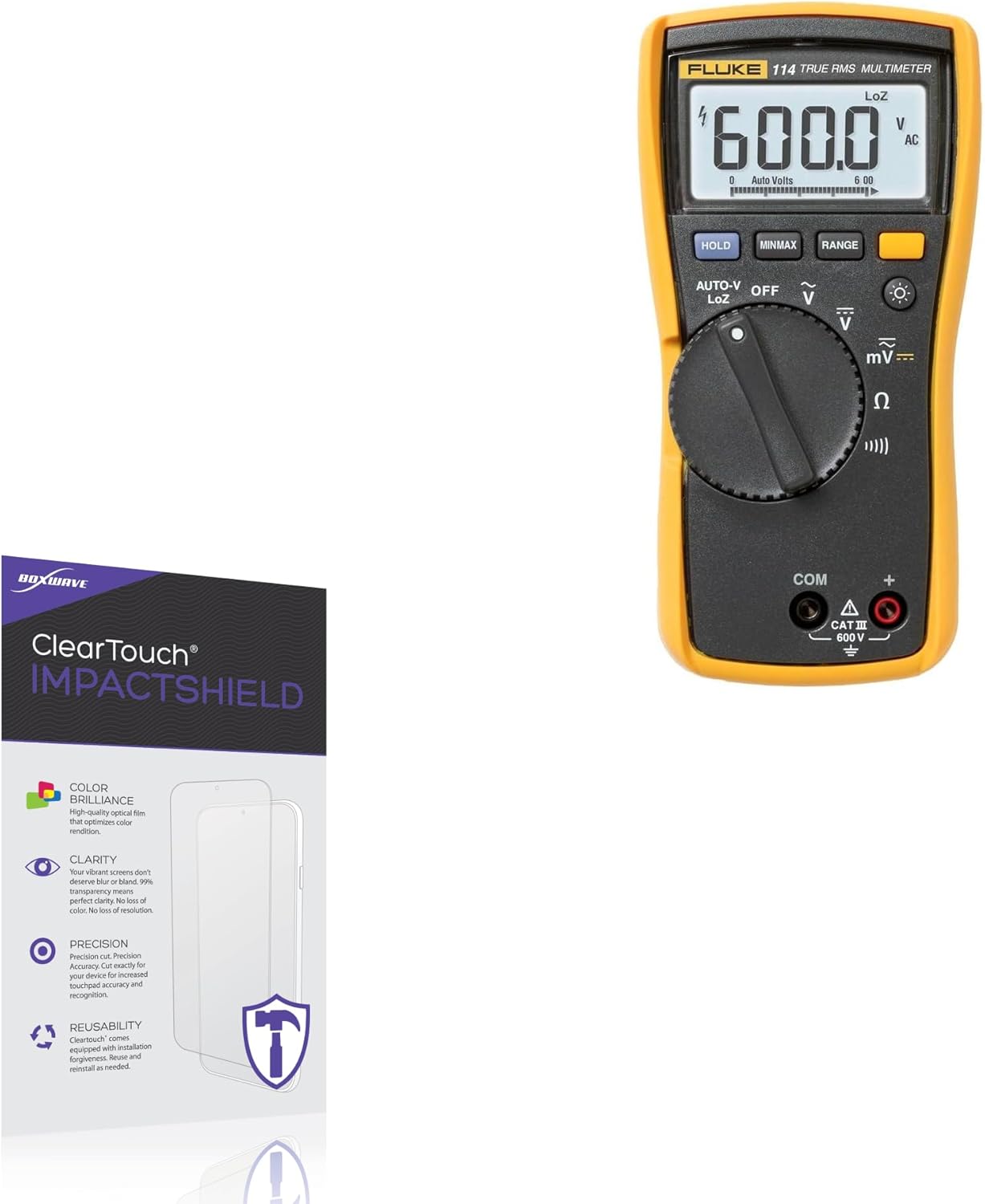 BoxWave Screen Protector Compatible with Fluke 114 - ClearTouch ImpactShield (2-Pack), Impenetrable Screen Protector Flexible Film