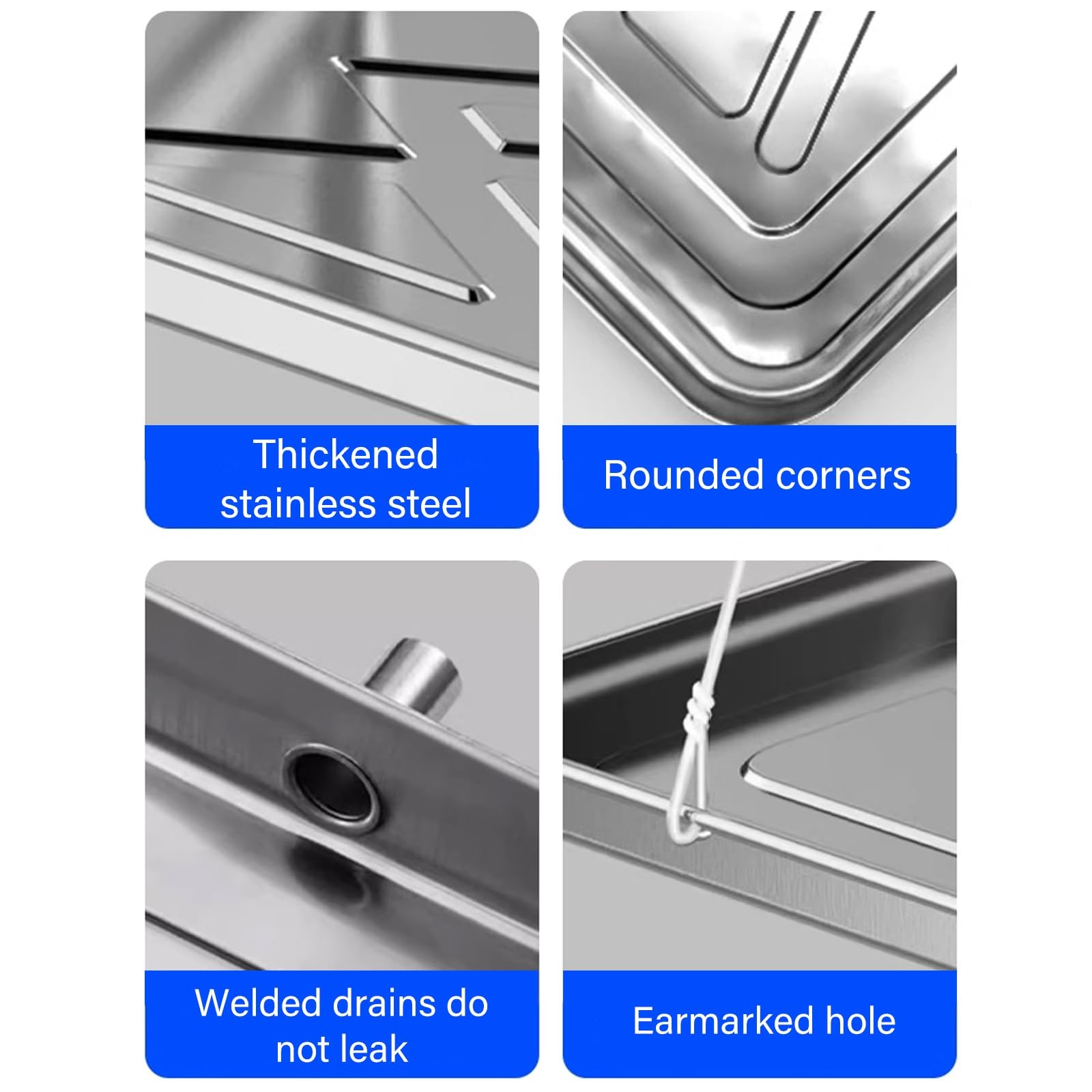 Bandeja para Aire Acondicionado Fabricado En Acero Inoxidable 304 Incluye Un Tubo de Agua de 300cm Aire Acondicionado Bandeja para Unidades de Interior/Exterior(100cm*47cm)