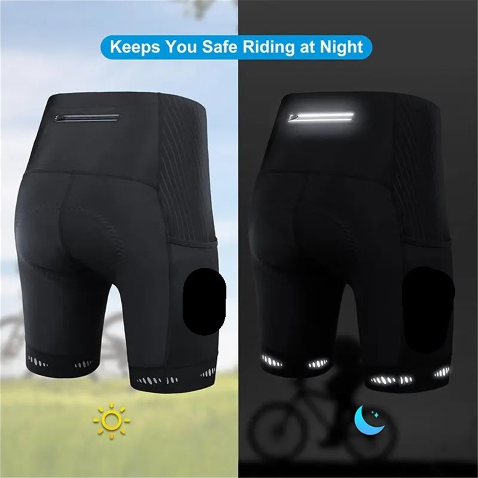 Pantaloncini da Ciclismo Pantaloncini da Ciclismo Uomo con Tasca Posteriore, Imbottiti in Gel 5D, for Mountain Bike, su Strada, Pantaloni Corti(Bicycle Bib Shorts,3XL)