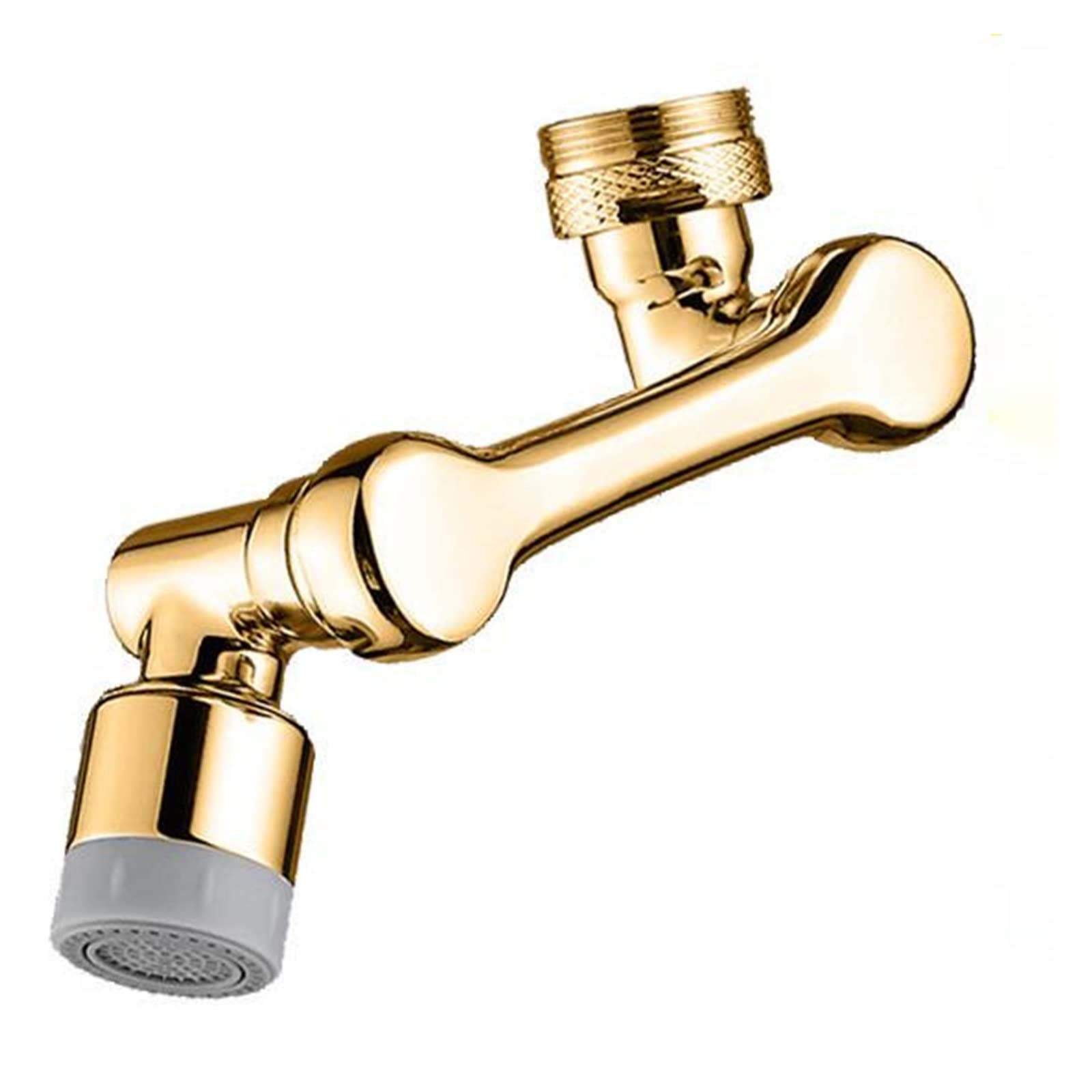 Eretyret Dual Gold Full Copper Core Rotating Kitchen Faucet Universal 1080° Swivel Extender Aerator Foldable Design(Dual Gold)