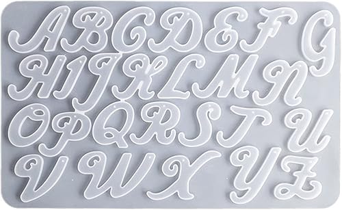 Miniatura 7 de Kit de moldes de resina de silicona, moldes de adornos de letras elegantes, moldes de fundición de resina epoxi, fabricación de llaveros con moldes