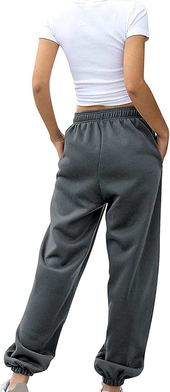 Sweatpants for Teen Girls High Waisted Joggers Workout Baggy Yoga Pants Cinch Bottom Sweatpants Lounge Trouser with Pocket (Dark Gray, S)