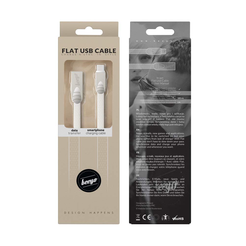 BEEYOUSB-C 2Amp Flat Cable for Smartphones - 100cm