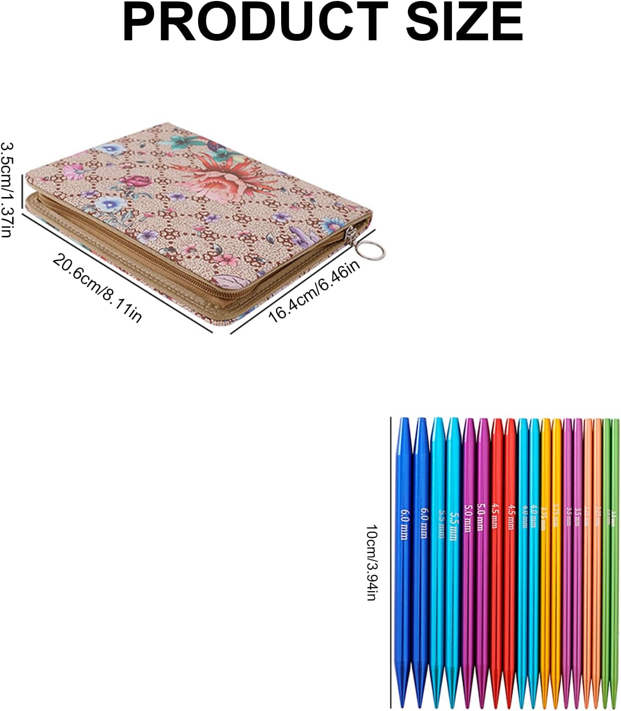 9Pairs Aluminum Circular Knitting Needle Set with Case 3.0mm-6.0mm Interchangeable Circular Needle Set Scarf Tool