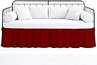 Vista 1 de Falda de cama con volantes con esquinas divididas para camas de día tres lados de cobertura, fácil ajuste, fabricada con microfibra cepillada