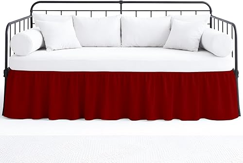 Falda de cama con volantes con esquinas divididas para camas de día tres lados de cobertura, fácil ajuste, fabricada con microfibra cepillada –