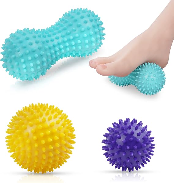 URAQT Set di 3 sfere per massaggi con punte rigide, per massaggio professionale, per terapia fisica, per il rilascio miofasciale, per massaggio profondo dei tessuti trigger point, recupero della - 1