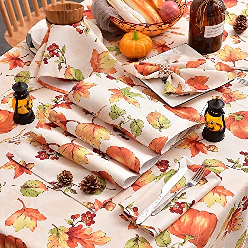 Billiving Cloth Napkins 12Pcs 20 X 20 Inch Polyester Washable Dinner Napkins, Pumpkin Printed Fall Table Decor, For Autumn Harvest Thanksgiving Christmas Holiday Indoor Outdoor Home Dinner Party #TOP4