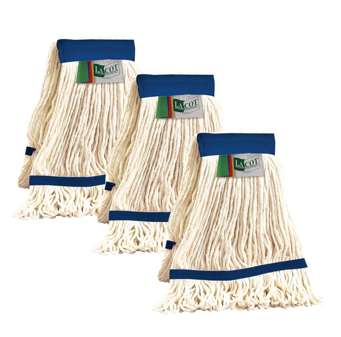 Kentucky Wet Mop Head 450 gms Loop End with high level of absorption - Set of 3 pcs (Blue)