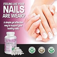 Vista 7 de Bronson Suplemento vitamínico extra fuerte para el cabello, la piel y las uñas con biotina para mujeres + Ultra Biotina 10,000 Mcg