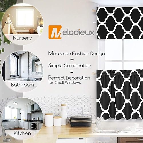 Miniatura 3 de Melodieux - Cortinas de bolsillo de moda marroquí para cocina, cafetería o baño, pequeñas ventanas