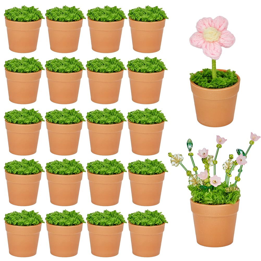 PH PandaHall 20 Set Mini Vasi per Fiori Piccoli Vasi in Terracotta, 40x44.5mm Vaso in Plastica per Piante con Schiuma per Semi Piante Giardinaggio Bomboniere Decorazioni