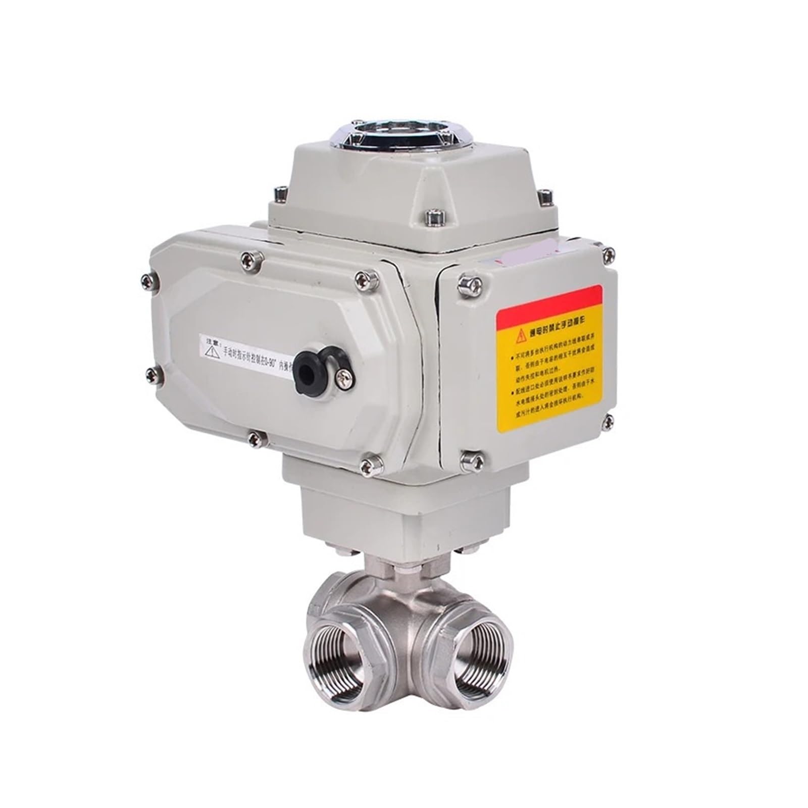 QAZYUIENW 50 Three-way high platform electric ball valve T/L stainless steel Q911F-16P internal thread ball valve(L Type,24VDC)