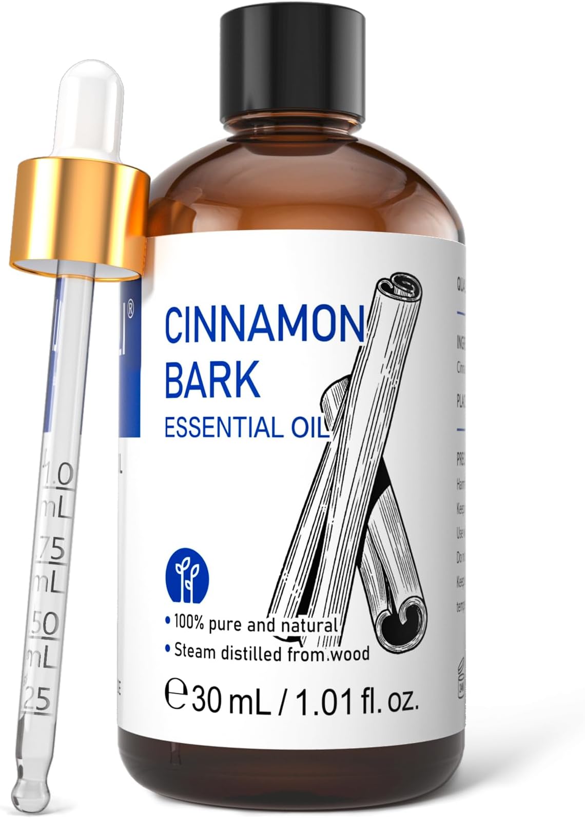HIQILI Cinnamon Essential Oil for Spary, Diffuser, Garden and Kitchen - 100% Pure Natural - Indoor and Outdoor, 1.01 Fl Oz