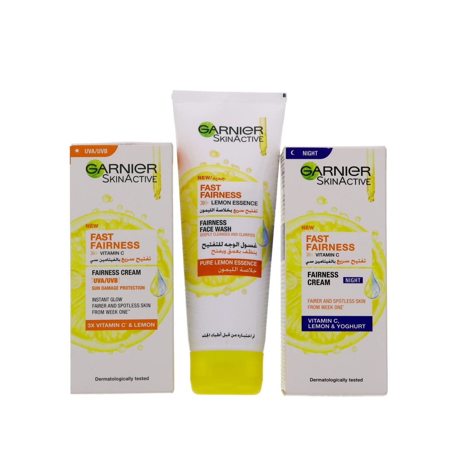 Garnier Skin Active Fast Fairness Face Wash 100ml + Day Cream 50ml + Night Cream 50ml