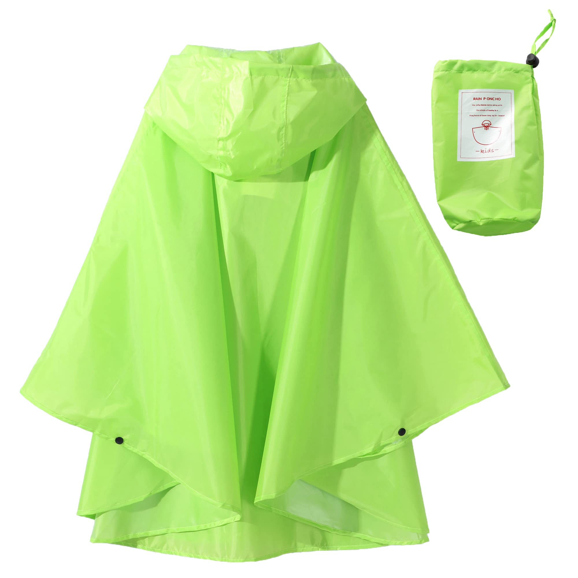 QIKADO Poncho Antipioggia Bambino, Poncho Pioggia Bambina con Cappuccio e Bottoni Portatile