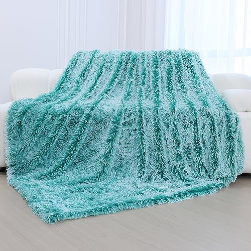 KANKAEU Manta 200x220 cm, Manta Pelo Suave y Esponjosa, Manta Verde Degradado, Manta Decorativa Especial para …