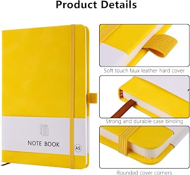 A5 Notebook, Notebook A5 Note Book Note Pad Journal Notebook A5 Notepad PU Leather Notebook for Office School Home Business Writing & Note Taking 200 Pages (100 Sheets)-Neon Orange