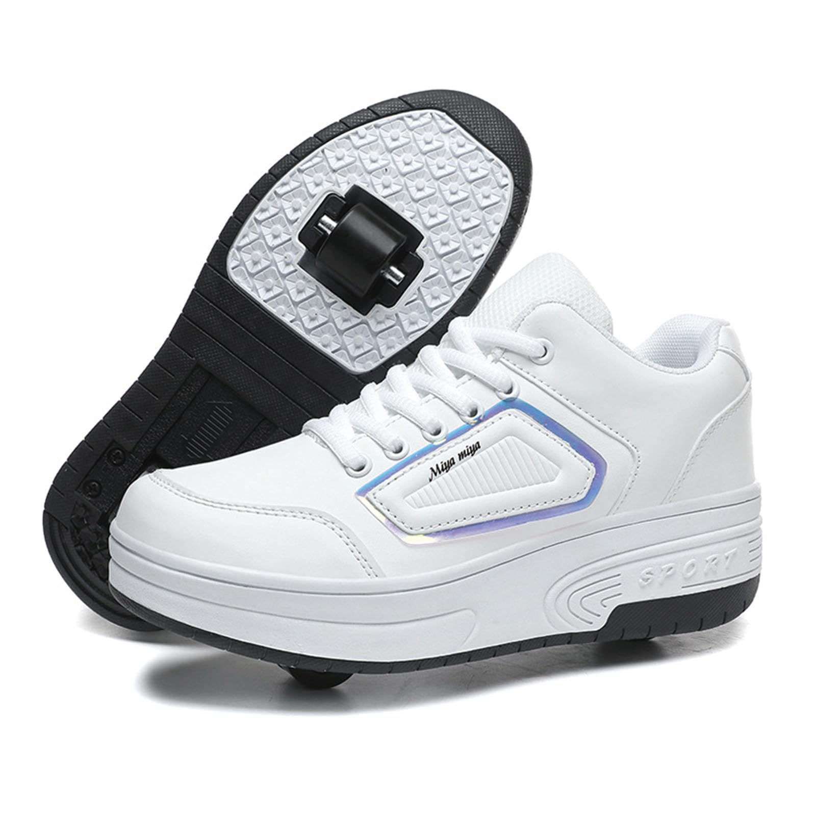ENEN Kids Roller Skate Shoes for Boys Girls,Diamond Street Skateboarding Shoe Parkour Shoes with 2-Wheels Unisex Retractable Skating Shoes for Children's Park Sports Walking