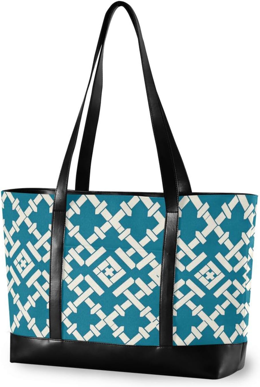 Flat Geometric Pattern Argyle Teal Waterproof computer bags with zipper canvas tote for work with tablet maletines para mujer