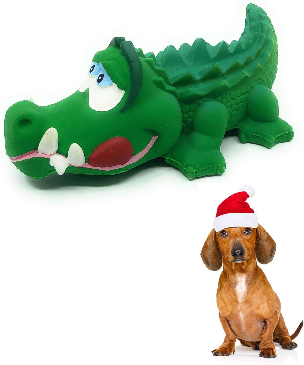 Lucas b Natural Dog Toys Crocodile Sensory Toy Rubber (Latex) Lead-Free Chemical-Free Complies to Same Safety Standards as Children's Soft Squeaky Small