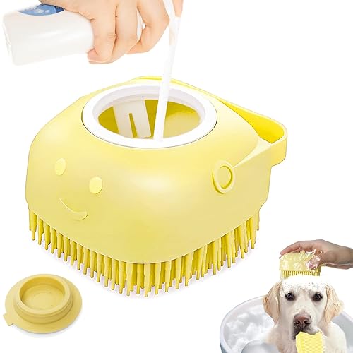 Miniatura 1 de Cepillo de baño para perros y gatos, con dispensador de jabón y champú, cepillo de aseo para perros, cepillo de masaje, cerdas de goma de silicona