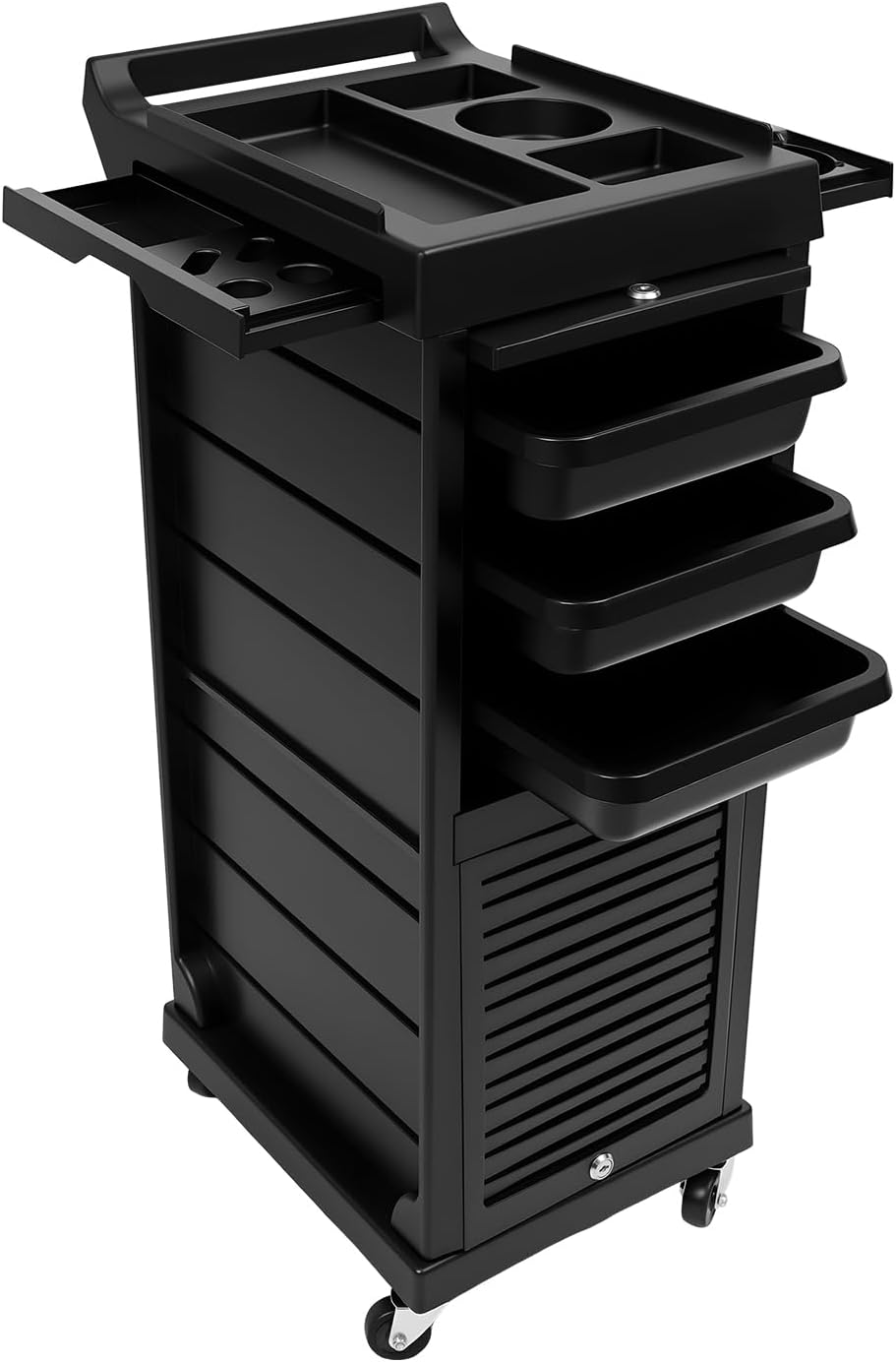 Salon Stylist Rolling Trolley Cart with 6 Drawers, Black Lockable Beauty Storage Organizer Tool 7 Layer Hair Salon Free Standing Storage Cabinet Barber Station for Hair Stylist Hairdresser